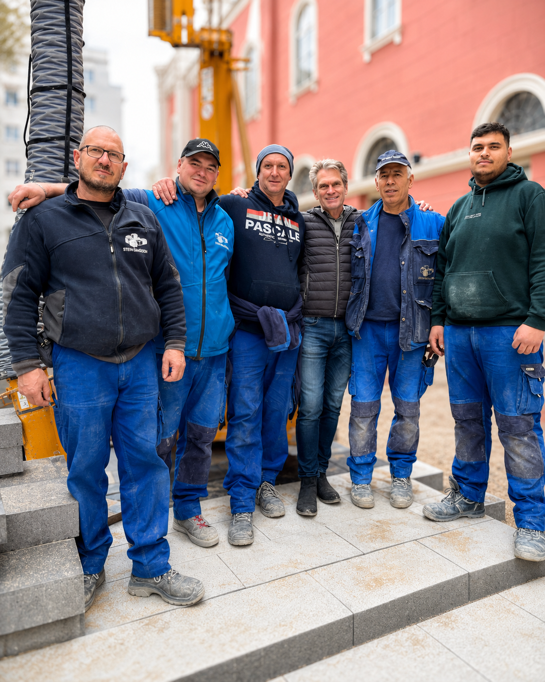 5Gruppenbild von Pflasterern auf der Baustelle