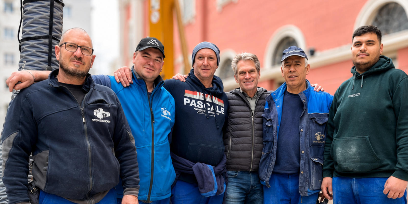 5Gruppenbild von Pflasterern auf der Baustelle