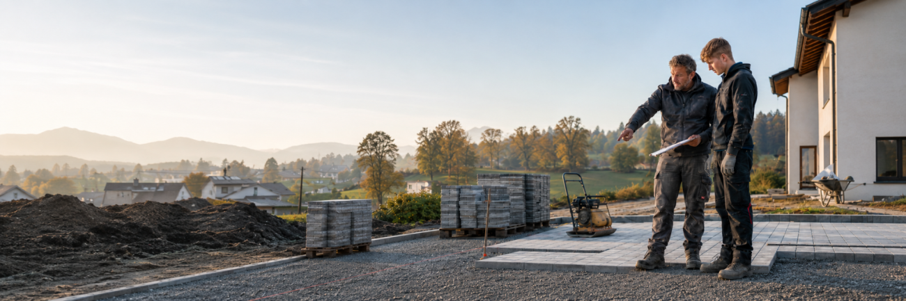 5Baustellenbesprechung im Morgenlicht